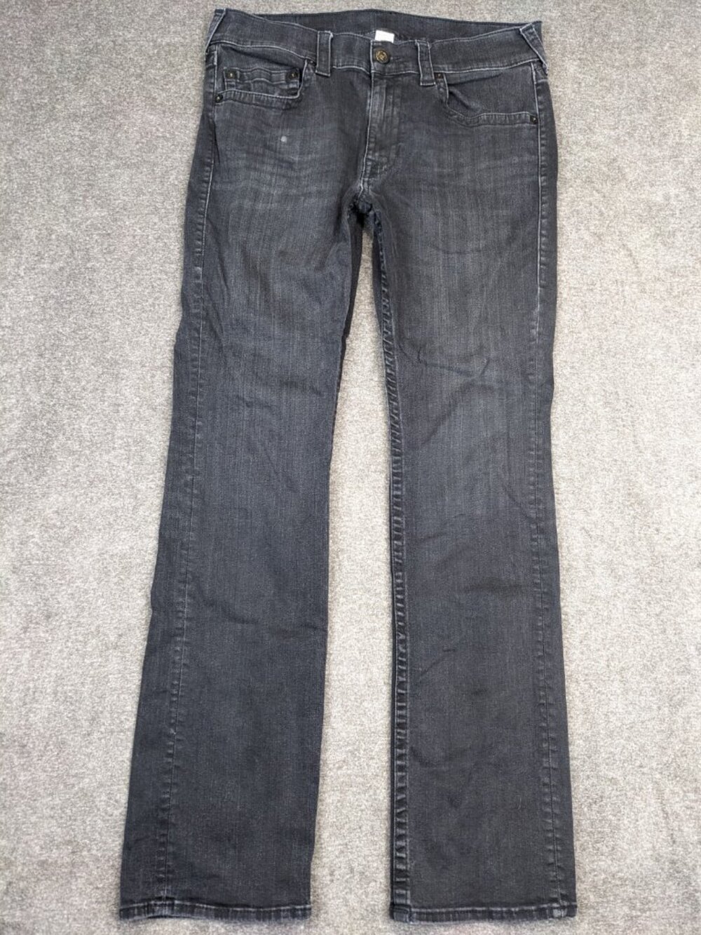 True Religion Men's Black Straight Denim Jeans size 36 (35x33)
